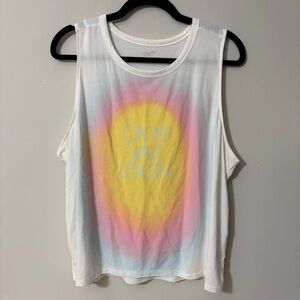 Old Navy White Muscle Tee with Pastel Design